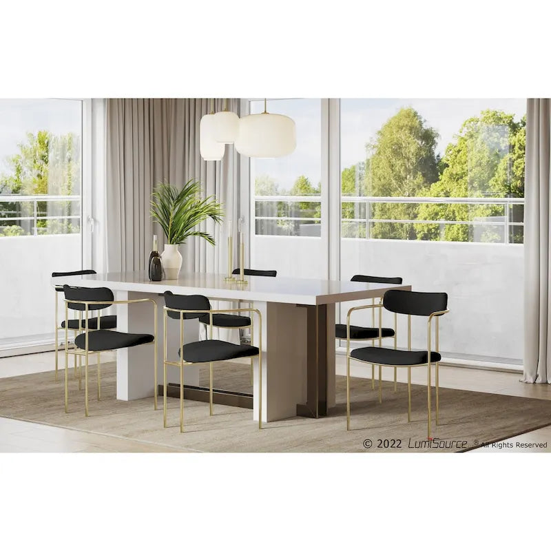 Glam Velvet Dining Chair with Gold Frame (Set of 2)