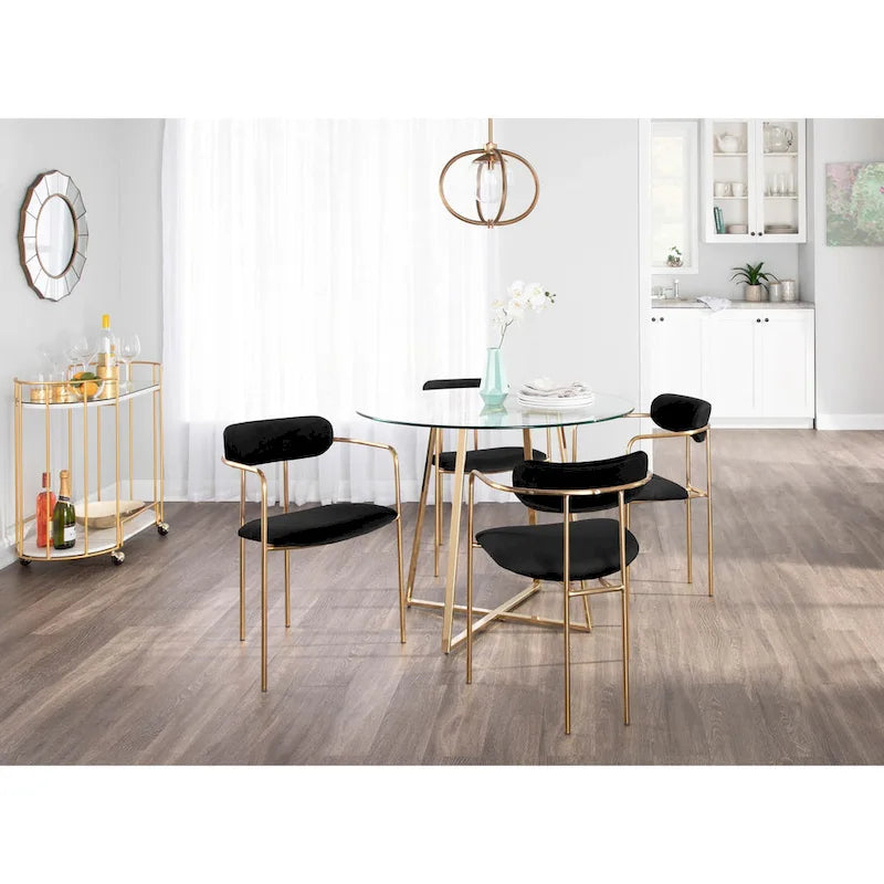 Glam Velvet Dining Chair with Gold Frame (Set of 2)