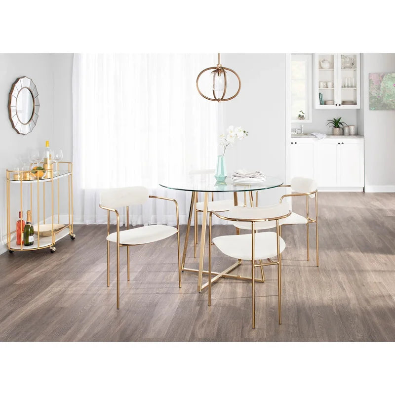 Glam Velvet Dining Chair with Gold Frame (Set of 2)