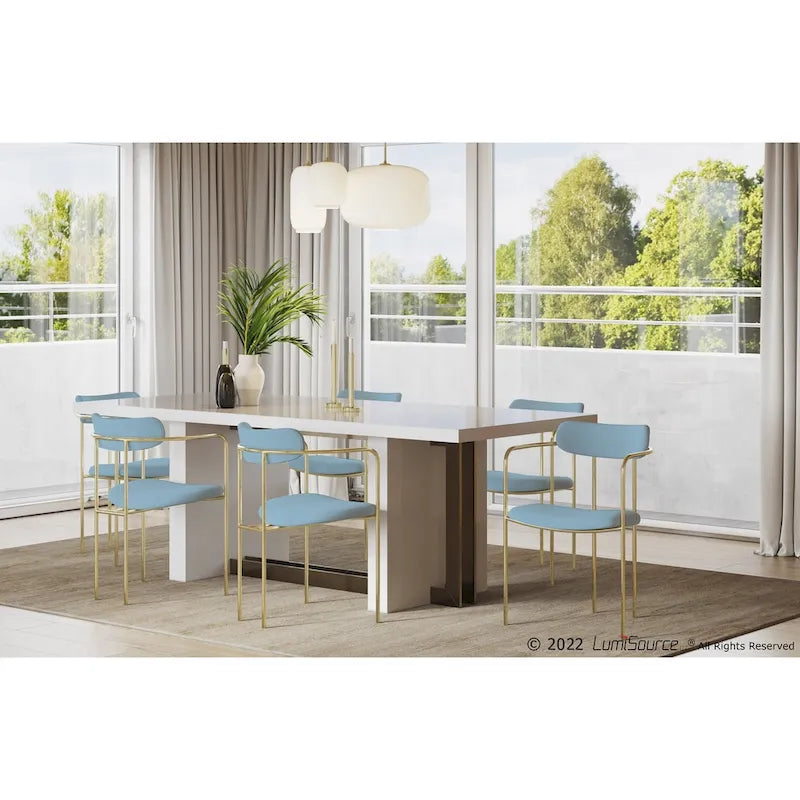 Glam Velvet Dining Chair with Gold Frame (Set of 2)
