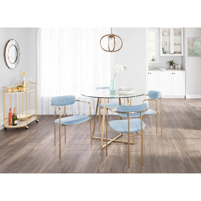 Glam Velvet Dining Chair with Gold Frame (Set of 2)