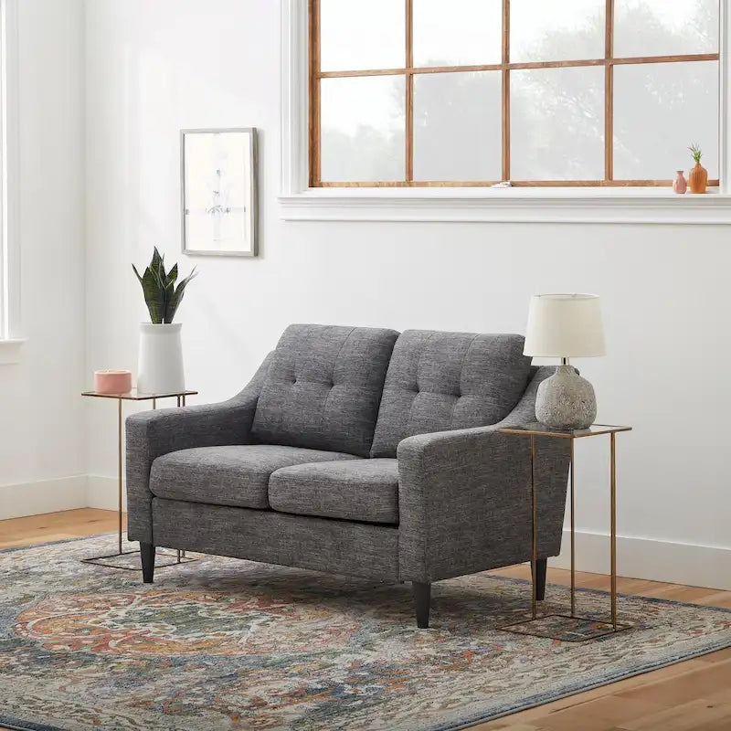 54" Upholstered Scooped Arm Loveseat