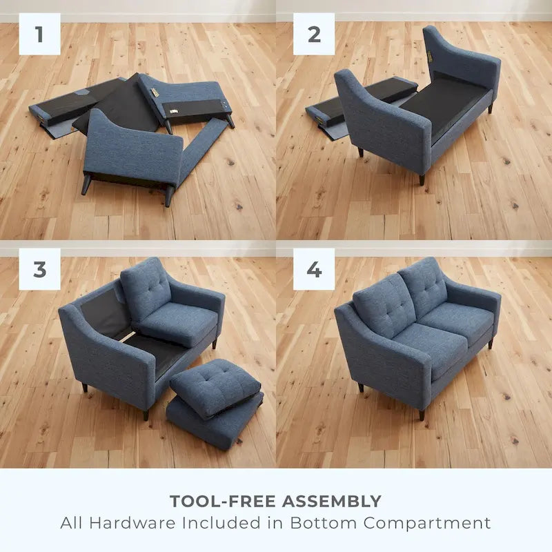 54" Upholstered Scooped Arm Loveseat