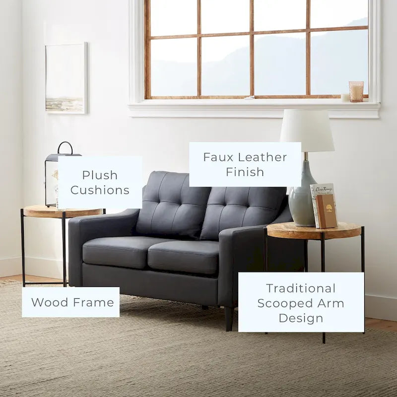 54" Upholstered Scooped Arm Loveseat