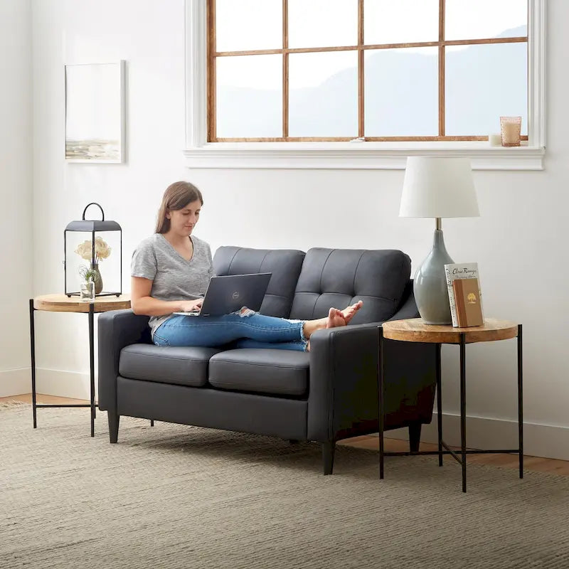 54" Upholstered Scooped Arm Loveseat