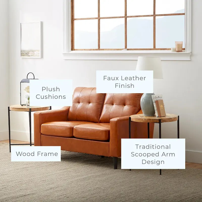 54" Upholstered Scooped Arm Loveseat
