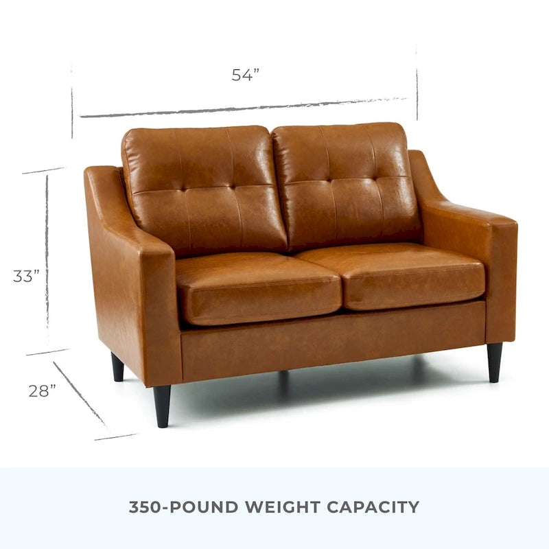 54" Upholstered Scooped Arm Loveseat