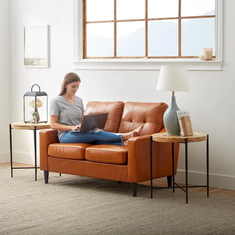 54" Upholstered Scooped Arm Loveseat