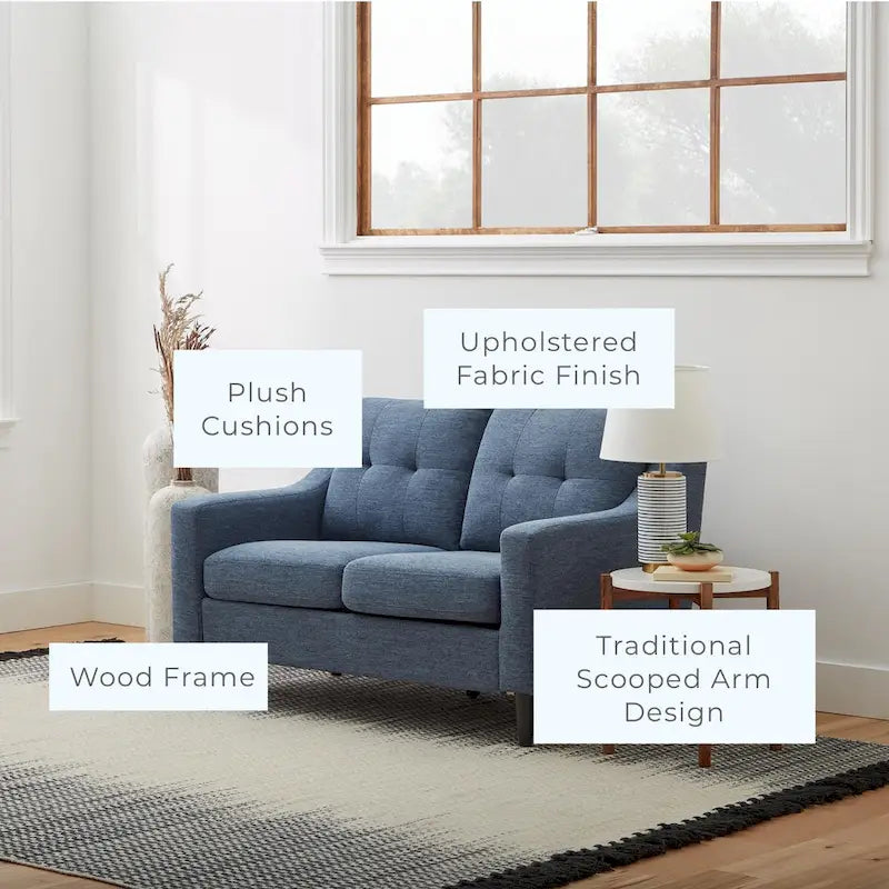 54" Upholstered Scooped Arm Loveseat