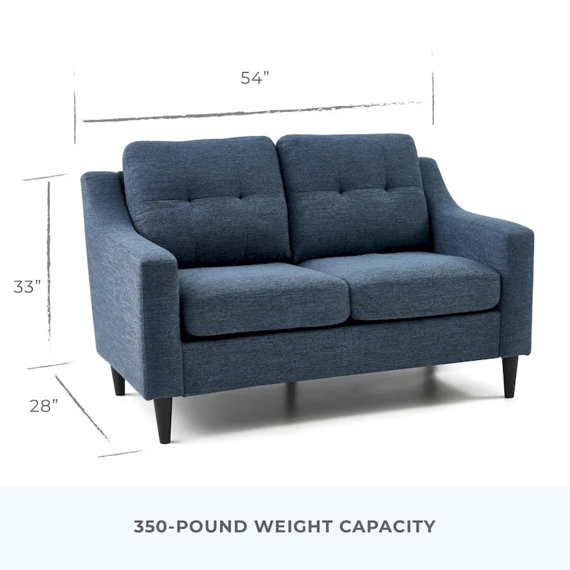 54" Upholstered Scooped Arm Loveseat