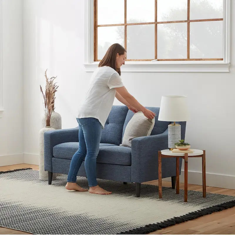 54" Upholstered Scooped Arm Loveseat