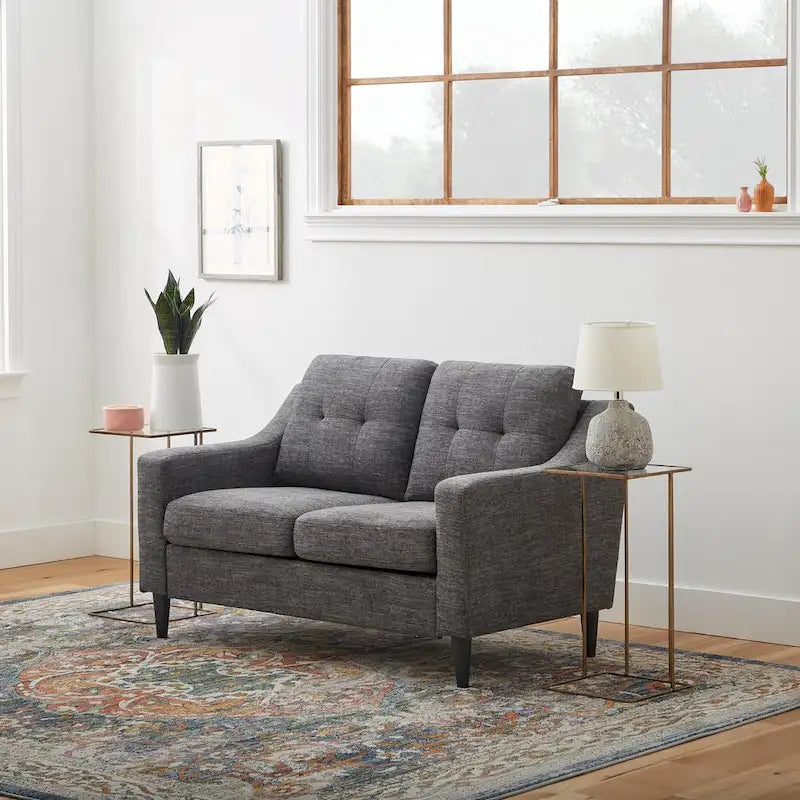 54" Upholstered Scooped Arm Loveseat