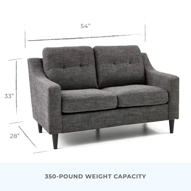 54" Upholstered Scooped Arm Loveseat