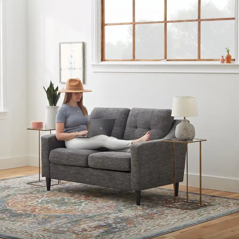 54" Upholstered Scooped Arm Loveseat