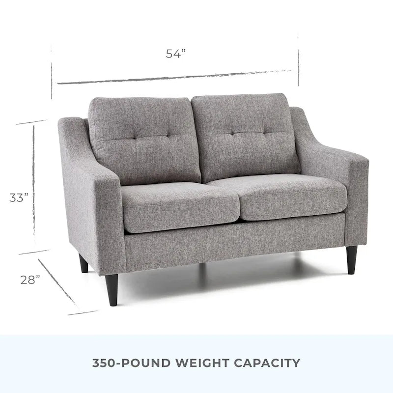 54" Upholstered Scooped Arm Loveseat