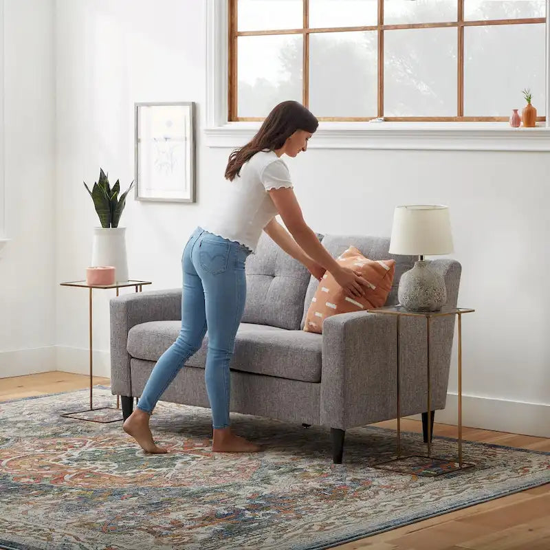 54" Upholstered Scooped Arm Loveseat