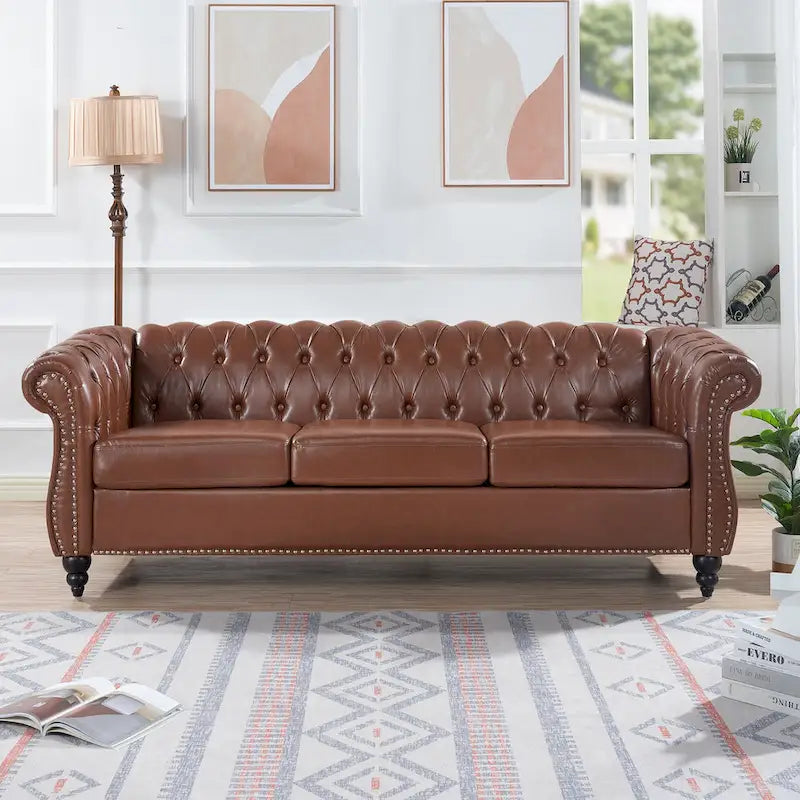 Comfortable 3-Seater Sofa with Striped Seat Cushion