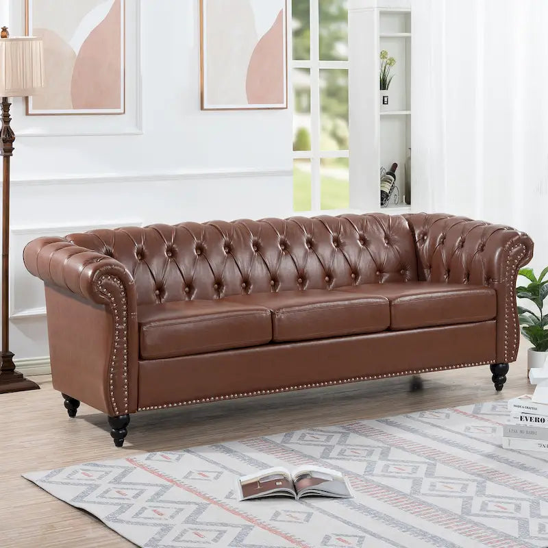Comfortable 3-Seater Sofa with Striped Seat Cushion