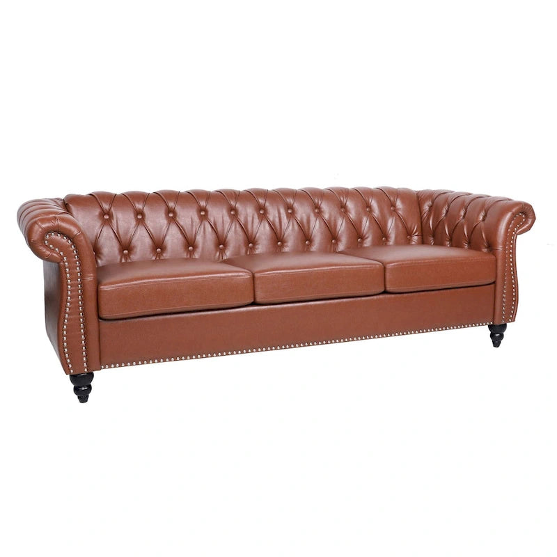 Comfortable 3-Seater Sofa with Striped Seat Cushion