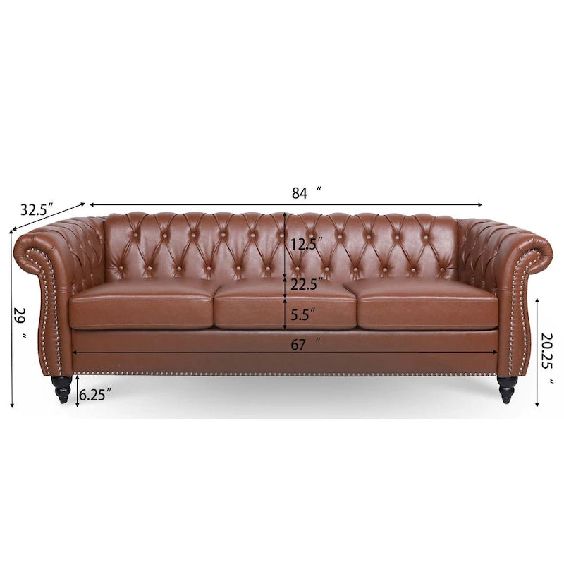 Comfortable 3-Seater Sofa with Striped Seat Cushion