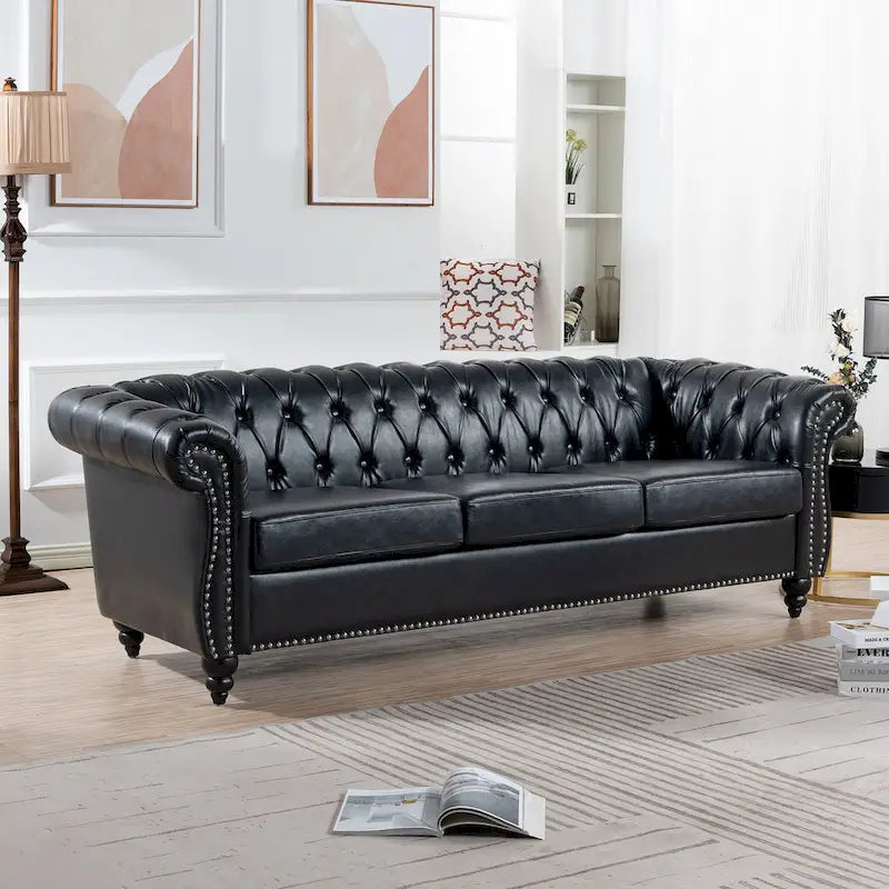 Comfortable 3-Seater Sofa with Striped Seat Cushion