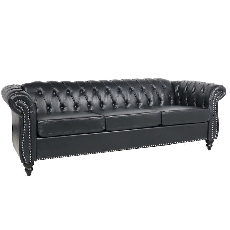 Comfortable 3-Seater Sofa with Striped Seat Cushion