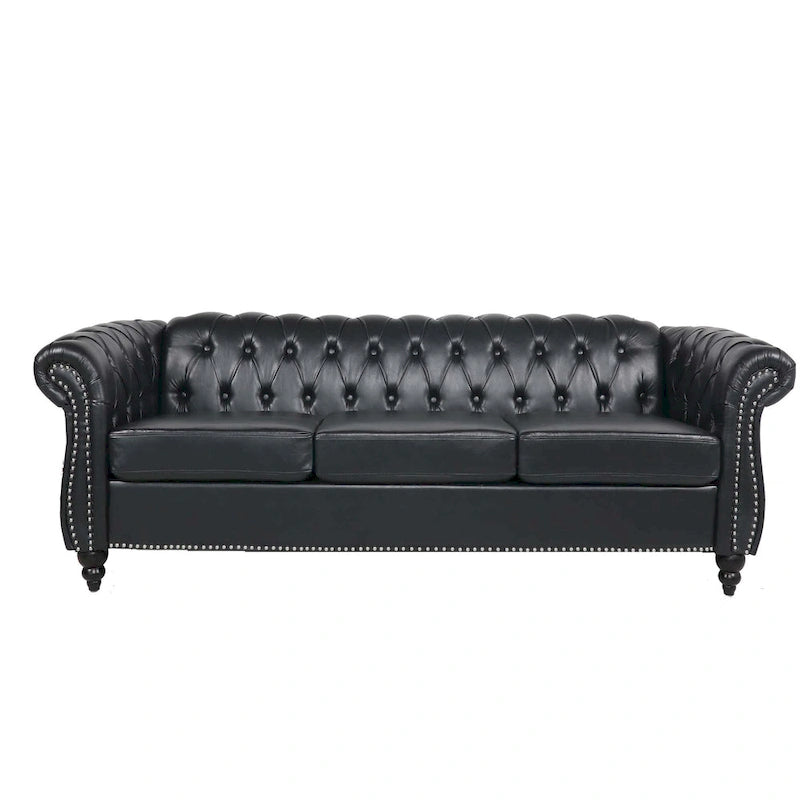 Comfortable 3-Seater Sofa with Striped Seat Cushion