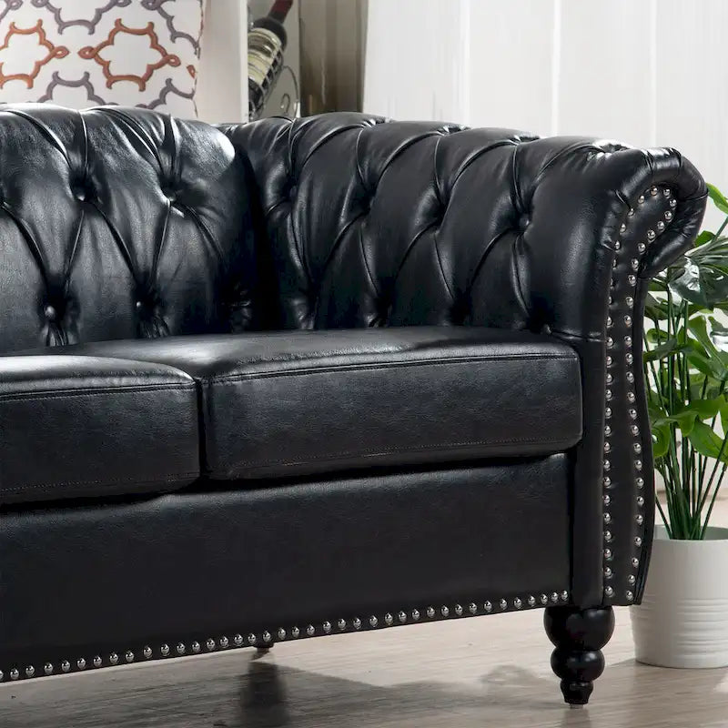 Comfortable 3-Seater Sofa with Striped Seat Cushion