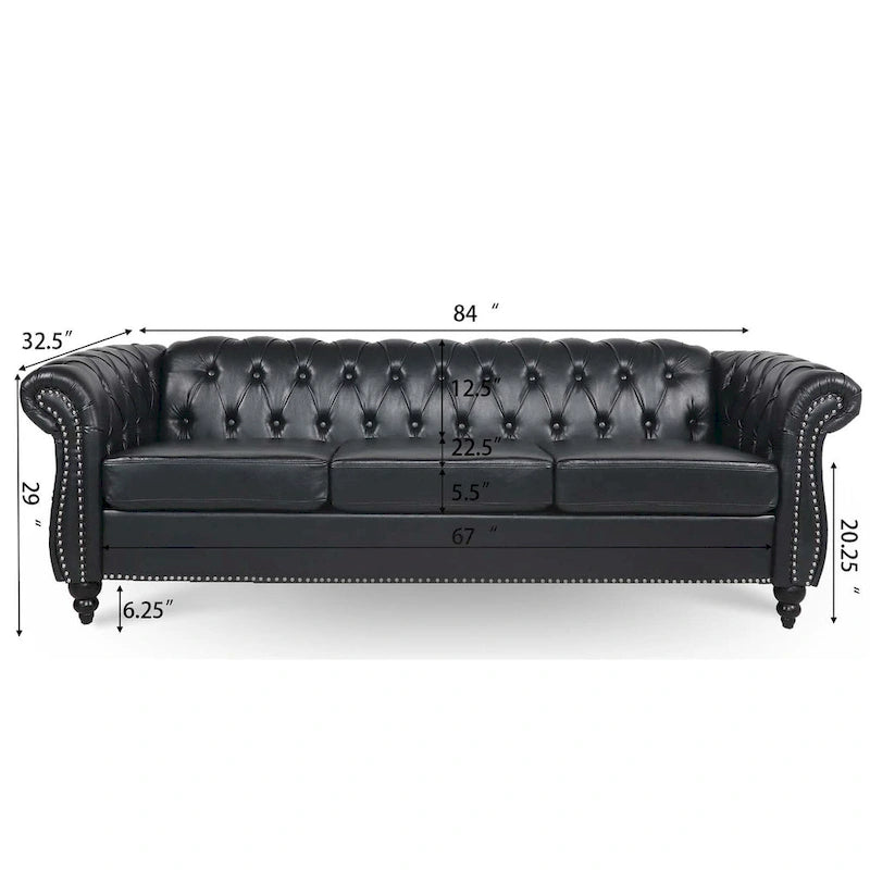 Comfortable 3-Seater Sofa with Striped Seat Cushion