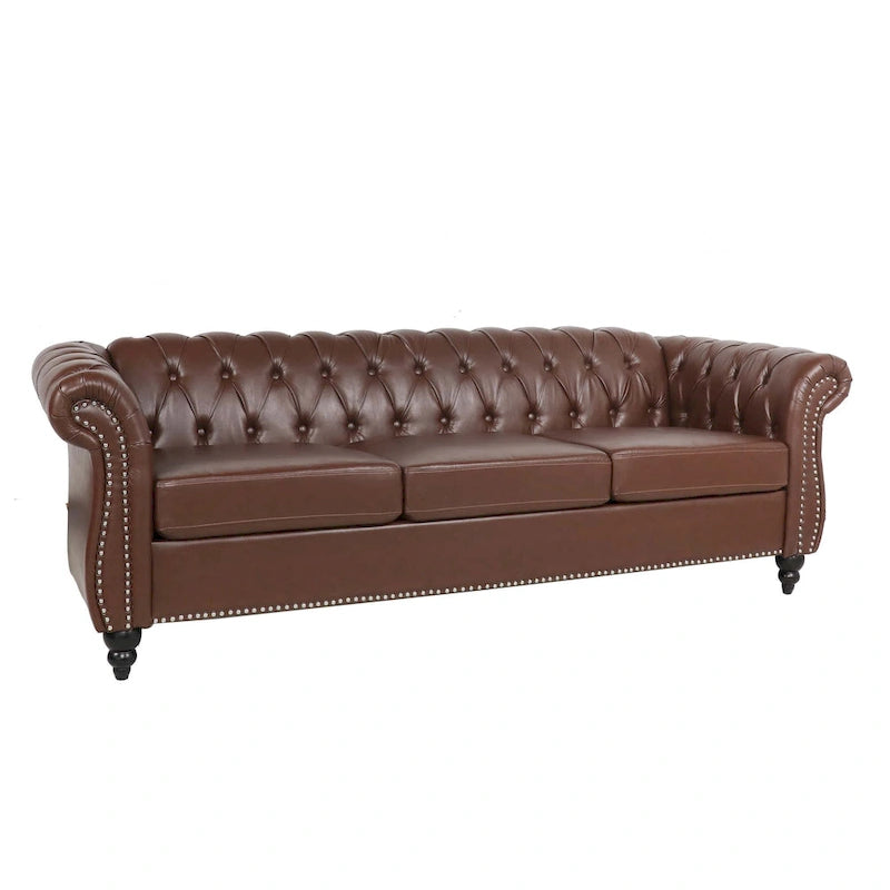 Comfortable 3-Seater Sofa with Striped Seat Cushion