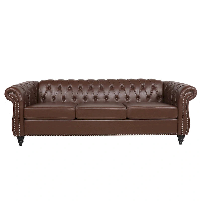Comfortable 3-Seater Sofa with Striped Seat Cushion