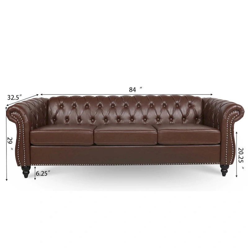 Comfortable 3-Seater Sofa with Striped Seat Cushion