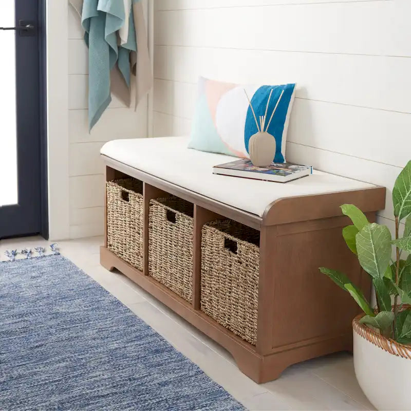 Grey/White Storage Bench 47Wx16Dx20H
