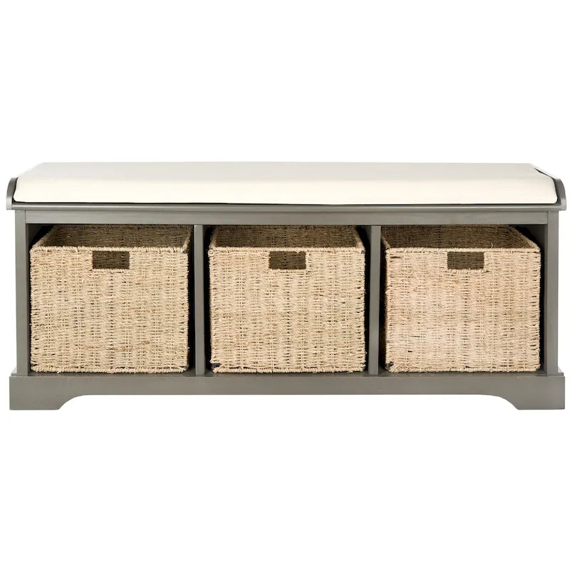 Grey/White Storage Bench 47Wx16Dx20H