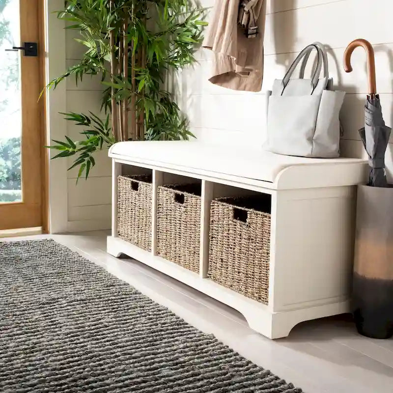 Grey/White Storage Bench 47Wx16Dx20H