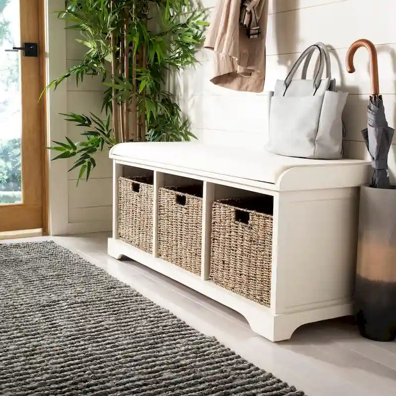 Grey/White Storage Bench 47Wx16Dx20H