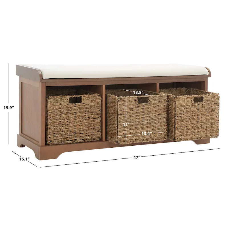Grey/White Storage Bench 47Wx16Dx20H