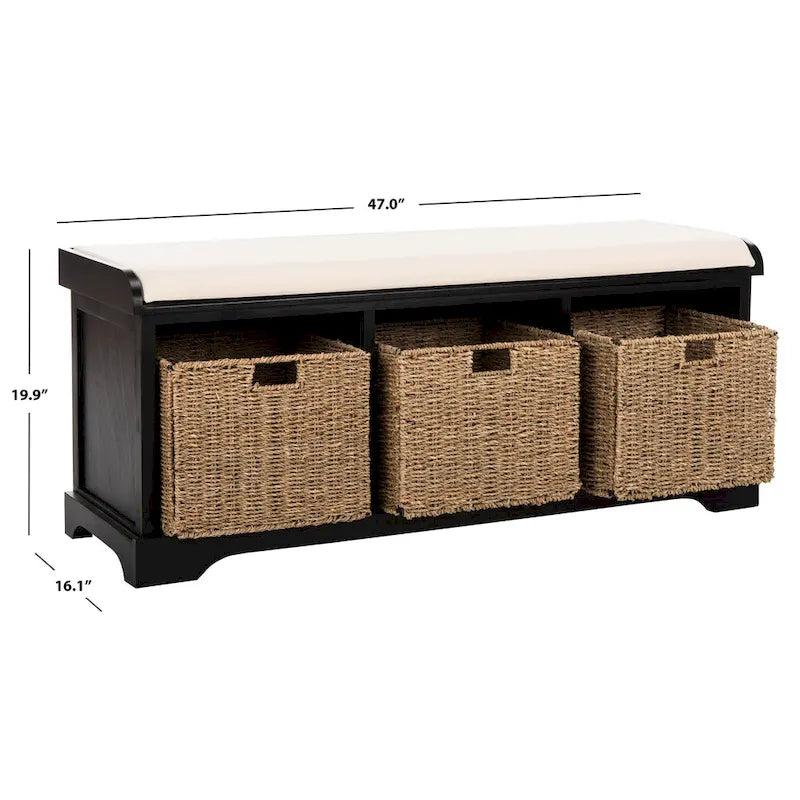 Grey/White Storage Bench 47Wx16Dx20H