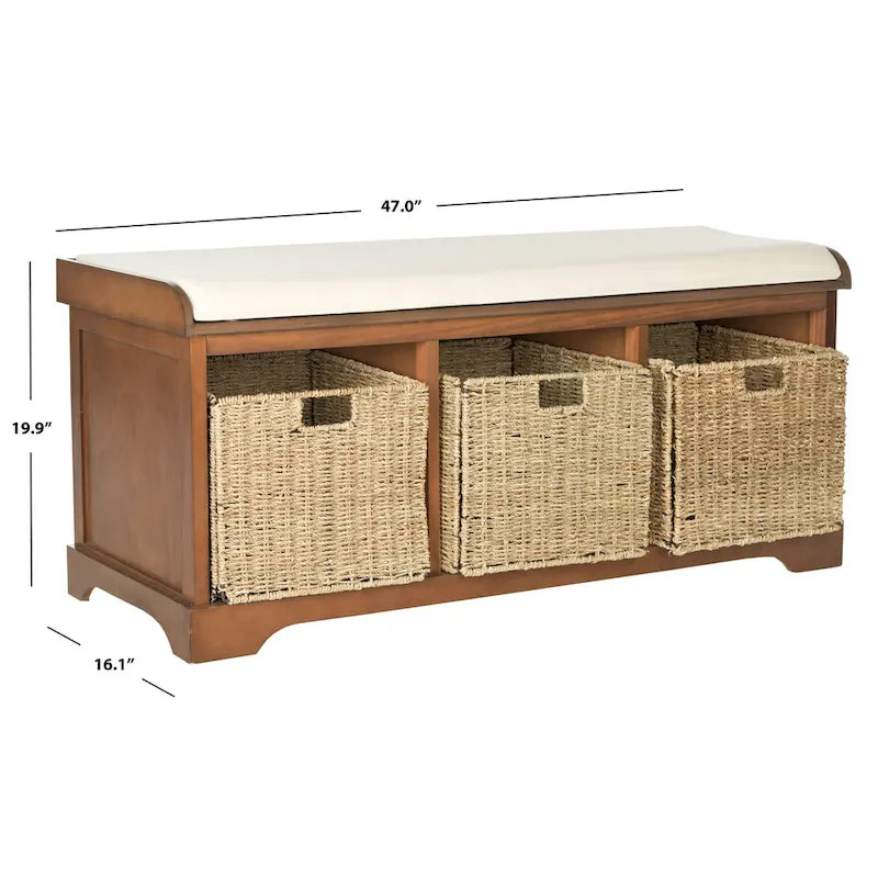 Grey/White Storage Bench 47Wx16Dx20H