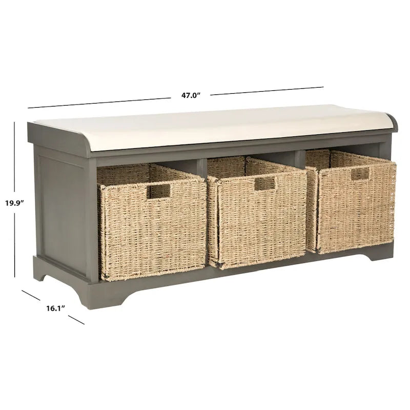 Grey/White Storage Bench 47Wx16Dx20H