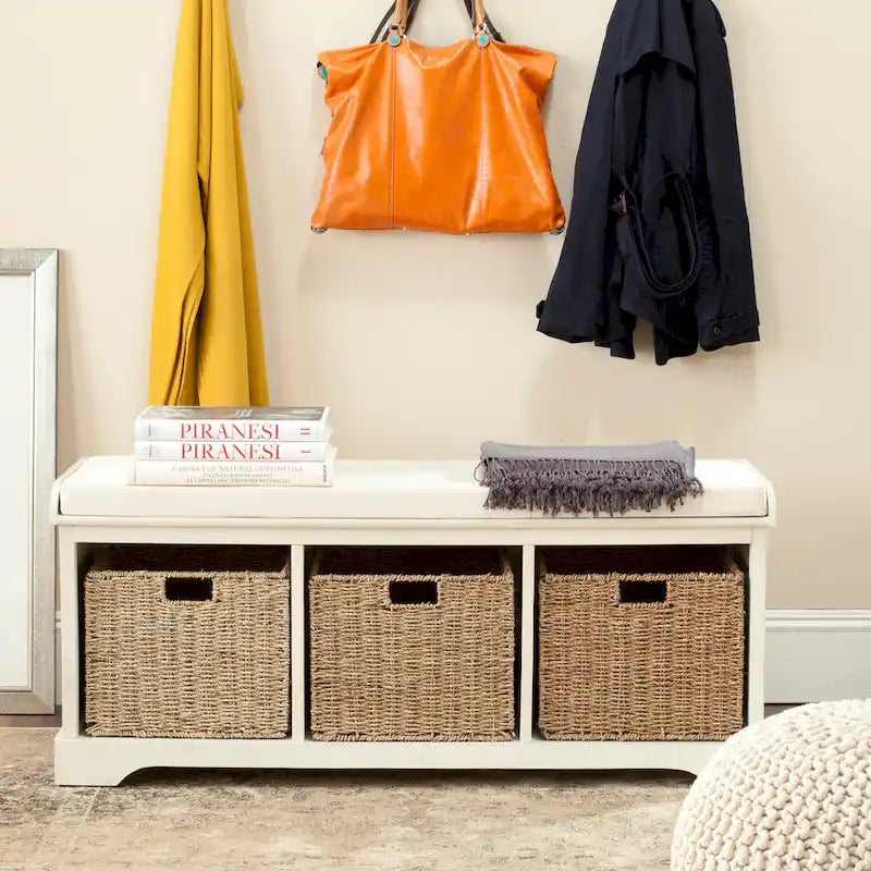 Grey/White Storage Bench 47Wx16Dx20H