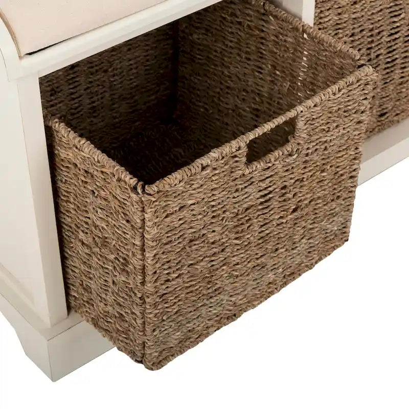 Grey/White Storage Bench 47Wx16Dx20H