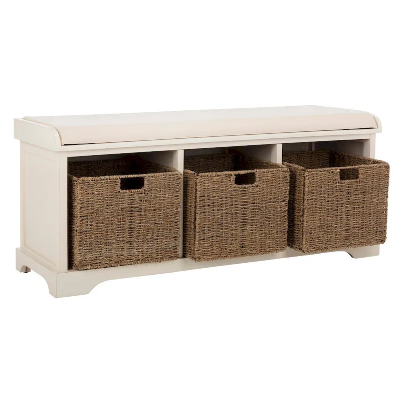 Grey/White Storage Bench 47Wx16Dx20H