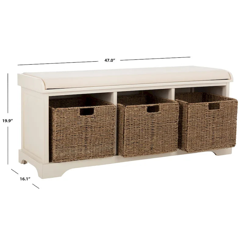 Grey/White Storage Bench 47Wx16Dx20H