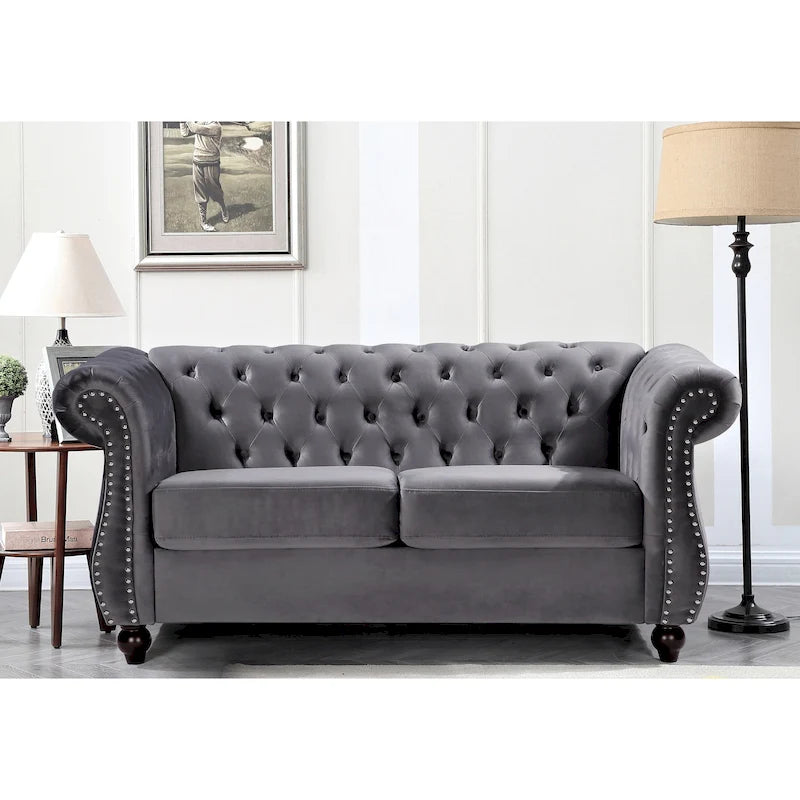 Velvet Chesterfield Loveseat
