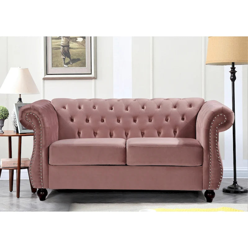 Velvet Chesterfield Loveseat