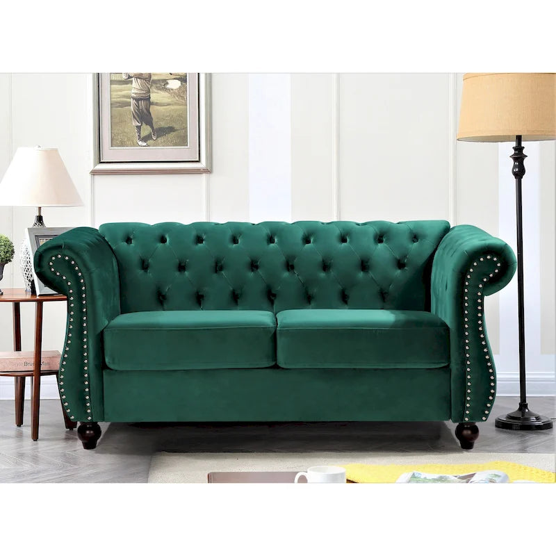 Velvet Chesterfield Loveseat
