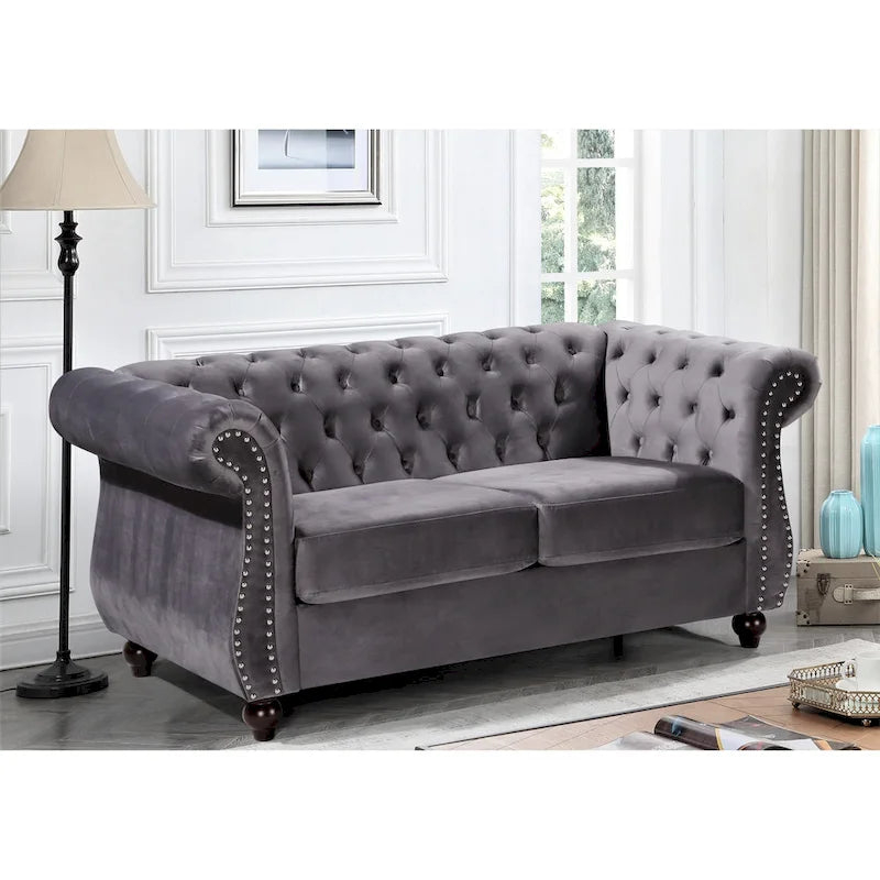 Velvet Chesterfield Loveseat