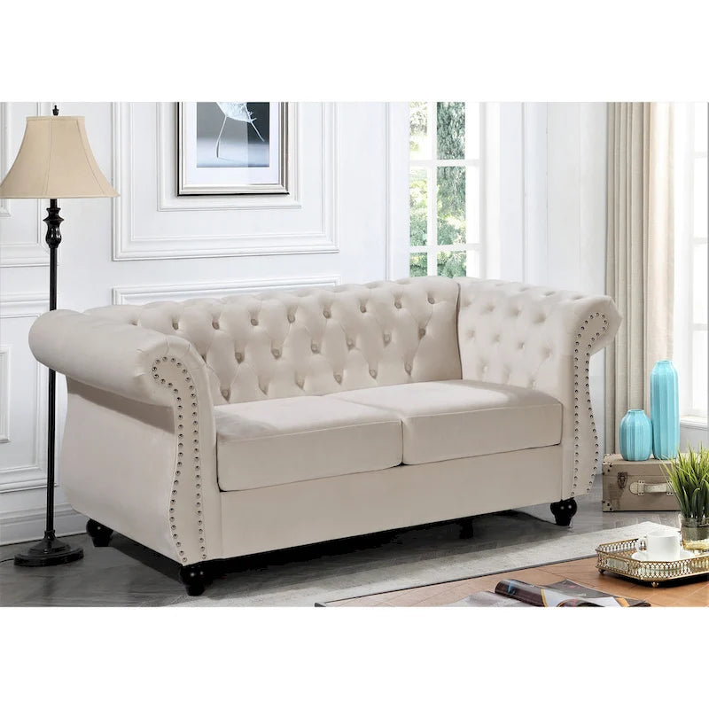 Velvet Chesterfield Loveseat