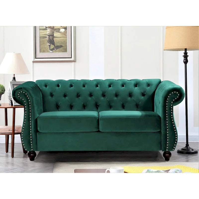Velvet Chesterfield Loveseat
